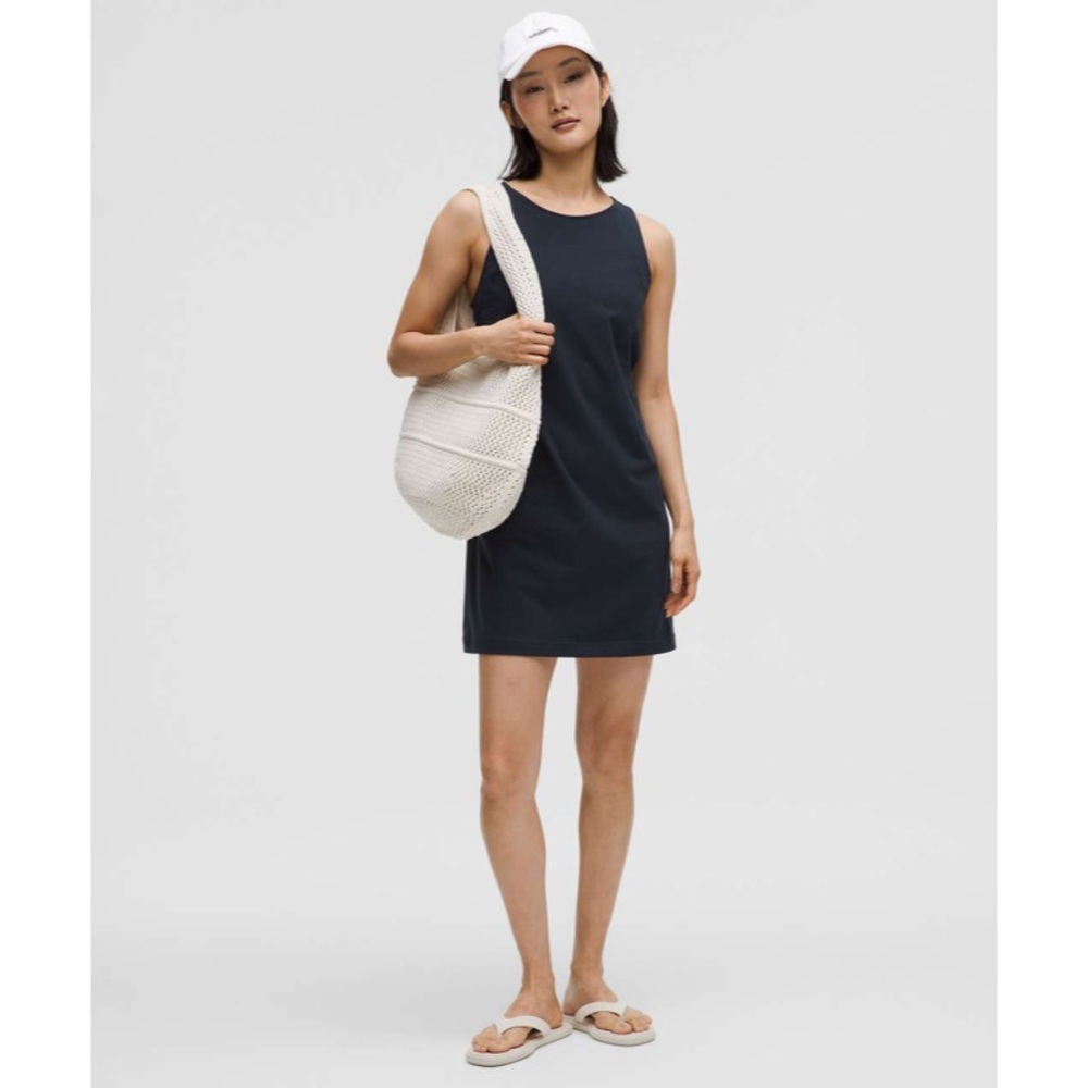Lululemon Organic Cotton Cinched Waist Dress True Navy Womens Size L